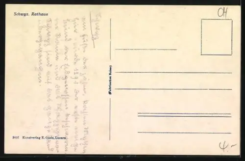 AK Schwyz, Strassenpartie am Rathaus