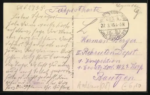 AK Rethel, Ortspartie in Trümmern mit Soldaten