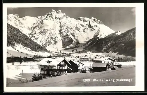 AK Werfenweng, Häuserpartie im Schnee