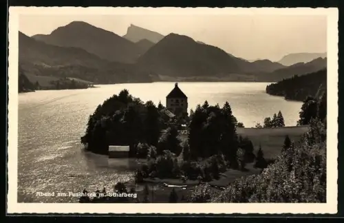 AK Fuschl, Blick auf den Fuschlsee mit Schafberg