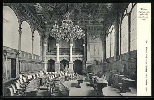 AK Bern, Parlamentsgebäude, Ständeratssaal, Innenansicht