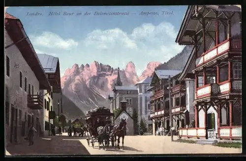 AK Landro /Ampezzo, Hotel Baur an der Dolomitenstrasse