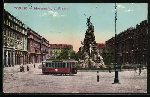 AK Torino, Monumento al Frejus, Tramway, Strassenbahn