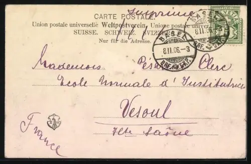 AK Basel, Innen- und Aussenansicht der St. Marienkirche