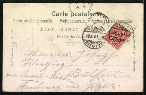 AK Zürich, Uferpartie mit Kirche