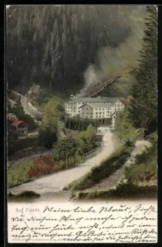 AK Bad Fideris, Ortspartie mit Strasse