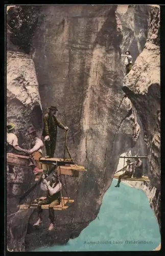 AK In der Aareschlucht beim Galeriebau