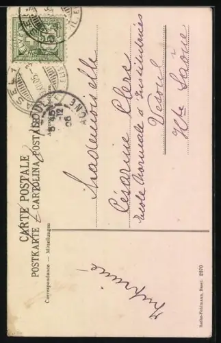 AK Basel, Matthäus-Kirchplatz und Friedensengel