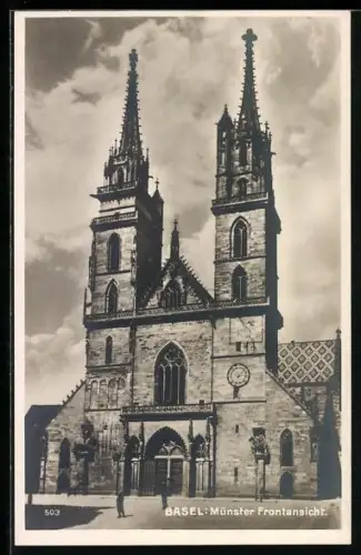 AK Basel, Münster Frontalansicht