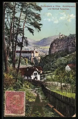 AK Bodenbach a/Elbe, Schäferwand und Schloss Tetschen
