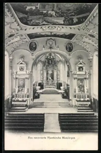 AK Menzingen, Neu renovierte Pfarrkirche, Innenansicht