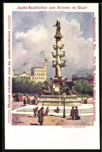 Künstler-AK Wien, Passanten am Tegetthof-Monument
