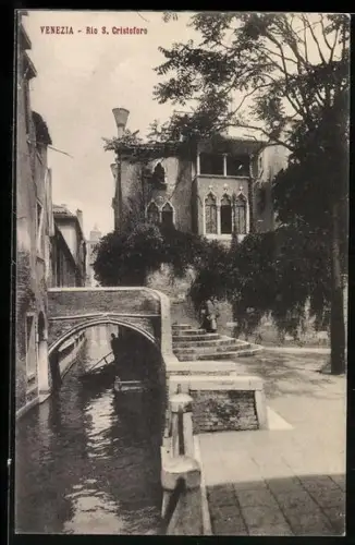AK Venezia, Partie mit Häusern am Rio S. Cristoforo