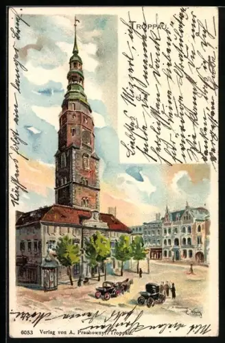 Lithographie Troppau, Ansicht vom Schmetterhaus