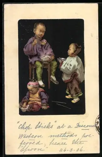 AK Chinesische Kinder beim Essen