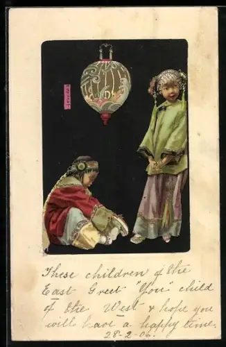 Künstler-AK sign. Stuart: Kinder mit Laterne, China