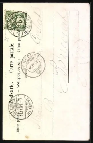 Künstler-AK sign. E. Osswald: Bär tanzt mit einer Frau in Tracht