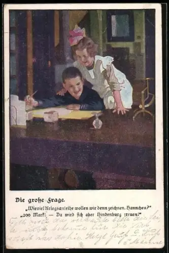 Künstler-AK Brynolf Wennerberg: Kinder zeichnen Kriegsanleihen