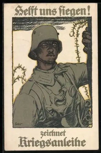 Künstler-AK Helft uns siegen! Zeichnet Kriegsanleihe