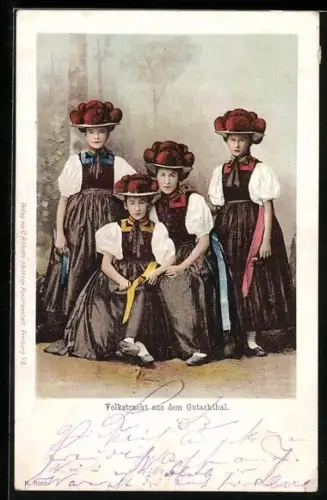 AK Volkstracht aus dem Gutachtal, Frauen in Schwarzwälder Tracht