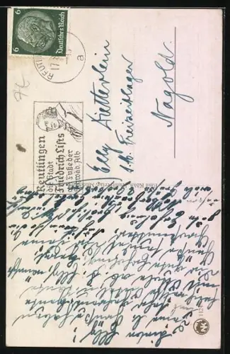 AK Katze mit rosa Bändchen