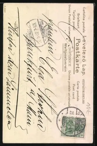 Lithographie Kätzchen beobachtet Schmetterling