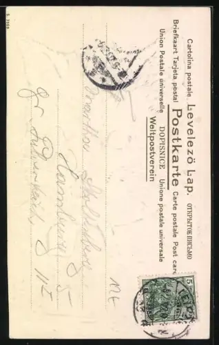 Lithographie Katze mit Halsschleife