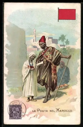 AK La Posta nel Marocco, marokkanischer Postbote bringt einen Brief