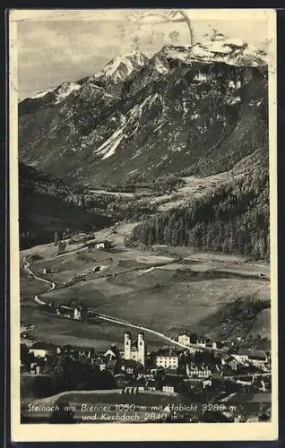 AK Steinach am Brenner, Teilansicht mit Habicht und Kirchdach