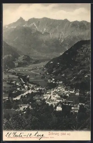 AK Schruns, Teilansicht mit Kirche