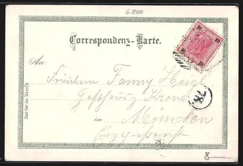 AK Feldkirch, Ortsansicht mit dem Illfluss