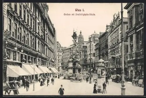 AK Wien, Graben, Partie mit Dreifaltigkeitssäule