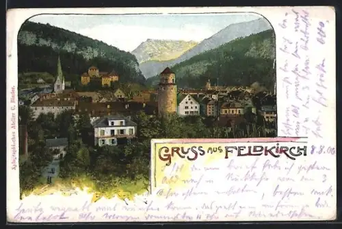 AK Feldkirch, Teilansicht mit Kirche
