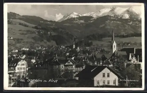 AK Dornbirn, Teilansicht mit Kirche und First