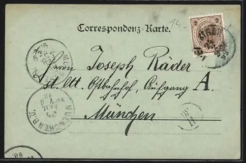 Mondschein-AK Feldkirch, Teilansicht mit Strassenpartie