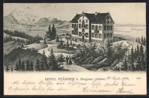 Lithographie Bregenz, Hotel Pfänder