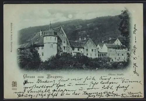 Mondschein-AK Bregenz, Obere Stadt