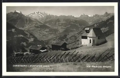 AK Christberg i. Montafon, Panorama mit Kirche