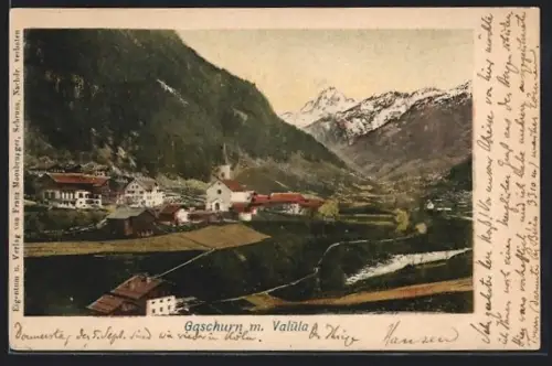 AK Gaschurn, Teilansicht mit Vallüla und Bach