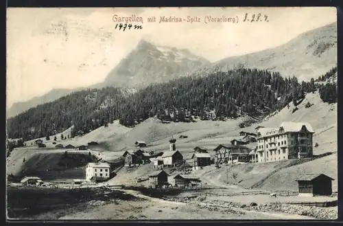 AK Gargellen, Ortsansicht mit Madrisa - Spitz