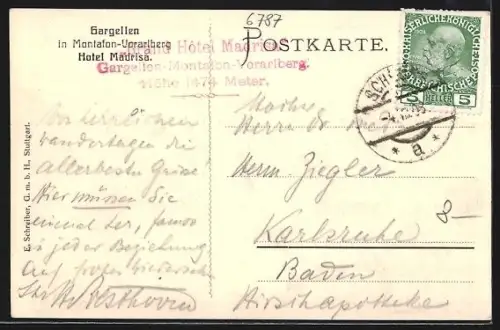 AK Gargellen in Montafon, Teilansicht mit Hotel Madrisa