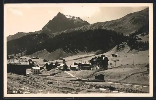 AK Gargellen, Teilansicht des Ortes aus der Vogelschau