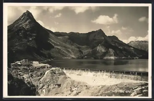 AK Spullersee, Staumauer mit Berggipfeln