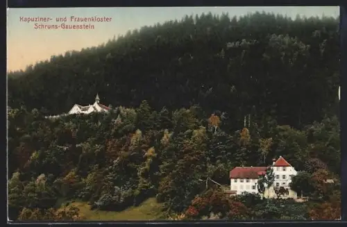 AK Schruns-Gauenstein, Kapuziner- und Frauenkloster mit Gebirgspartie