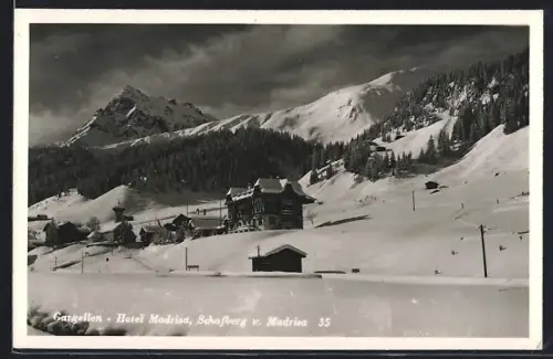 AK Gargellen, verschneites Hotel Madrisa