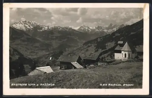 AK Silbertal /Montafon, Kristberg, Ortsansicht mit Rhätikon