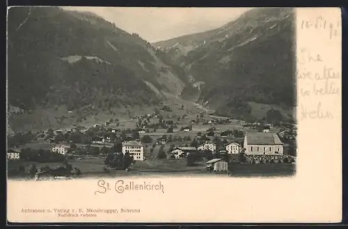 AK St. Gallenkirch, Ortspartie mit Bergen