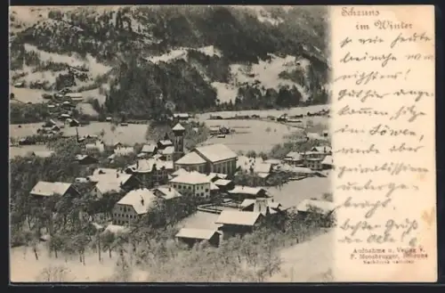 AK Schruns, Teilansicht des Ortes im Winter