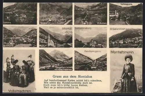 AK Montafon, St. Anton, Vandans, Volkstrachten