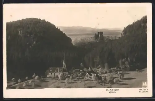 AK St. Arbogast, Götzis, Teilansicht mit Kirche